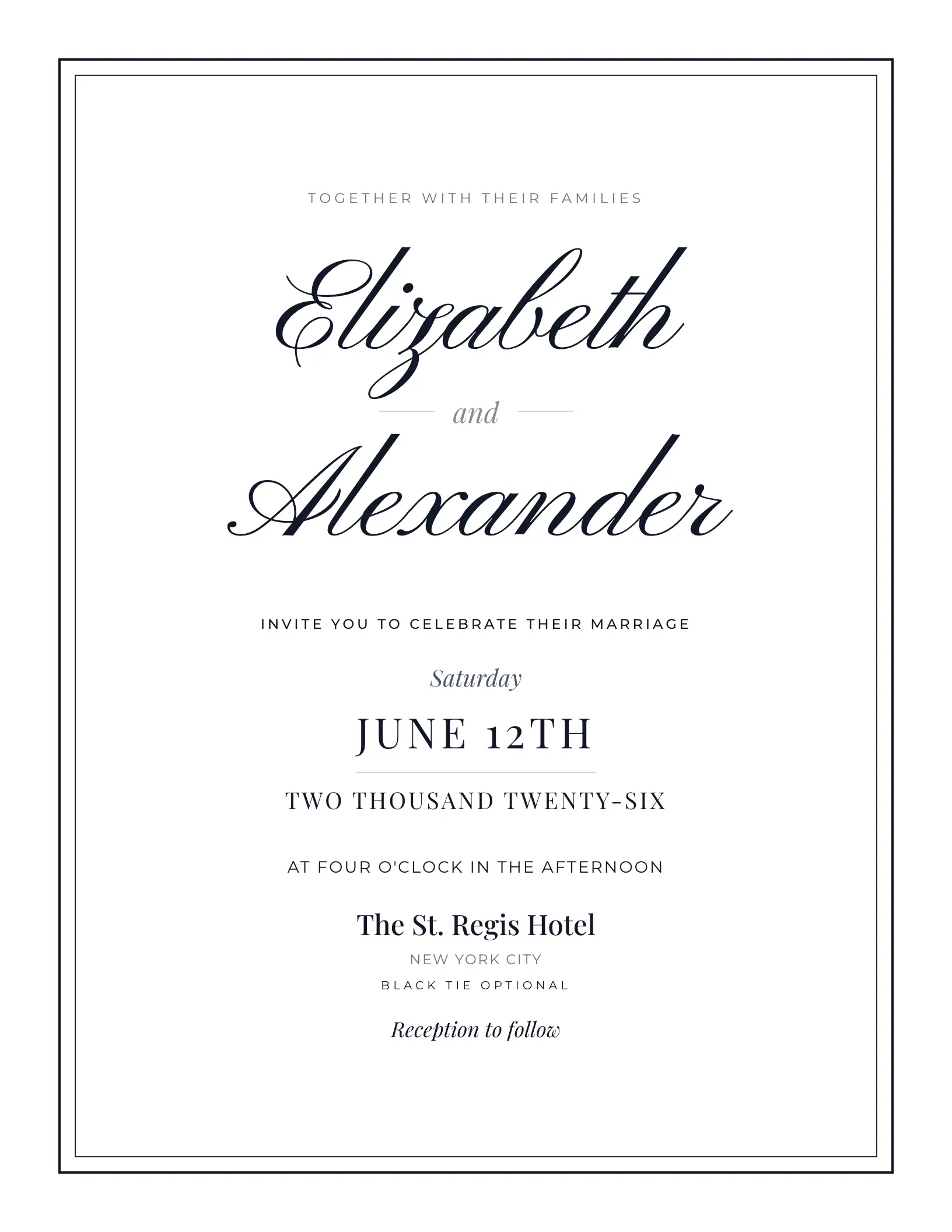 Black Tie Traditional invitation