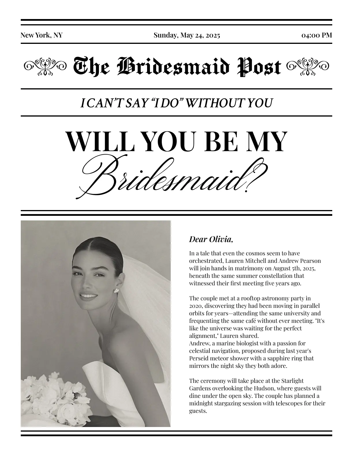 Bulletin Personal newspaper design - charming personal messages